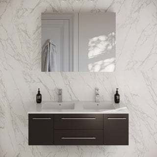 48" Espresso Wall Hung Double Undermount Sink Bathroom Vanity, Medicine Cabinet