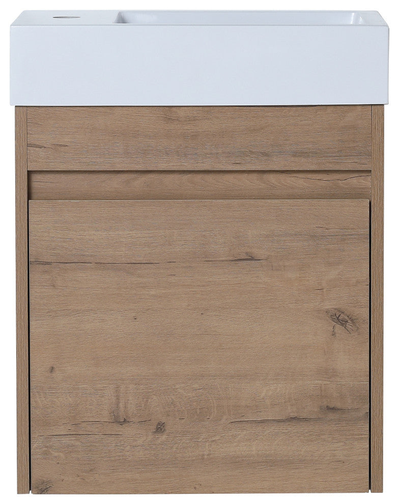 BNK 18" Small Bathroom Vanity with Sink 18 Inch, with Soft Close Door, 18x10, Imitative Oak
