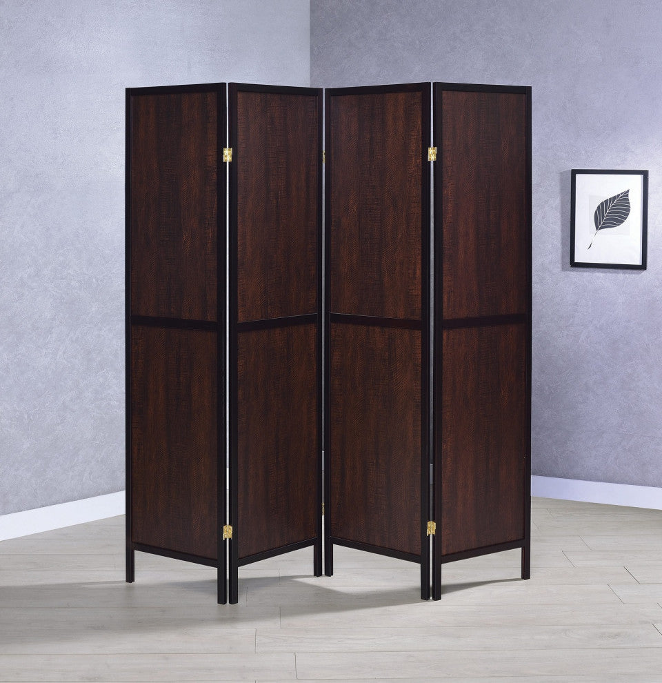 4-Panel Folding Screen, Tobacco And Cappuccino