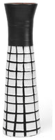 17" Black and White Modern Grid Ceramic Vase