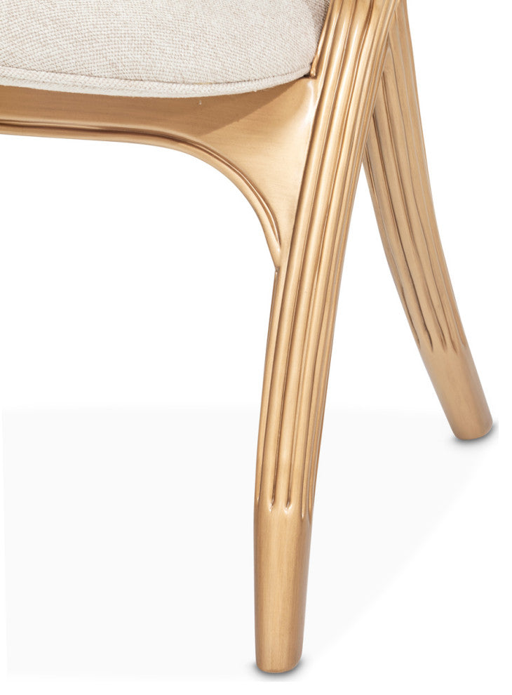 Camellia Field Vanity Chair, Linen/Antique Gold