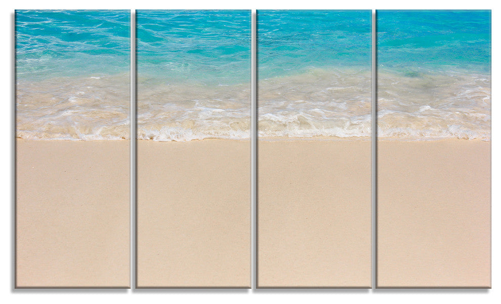 "Serene White and Blue Waters" Seashore Canvas Print, 4 Panels, 48"x28"