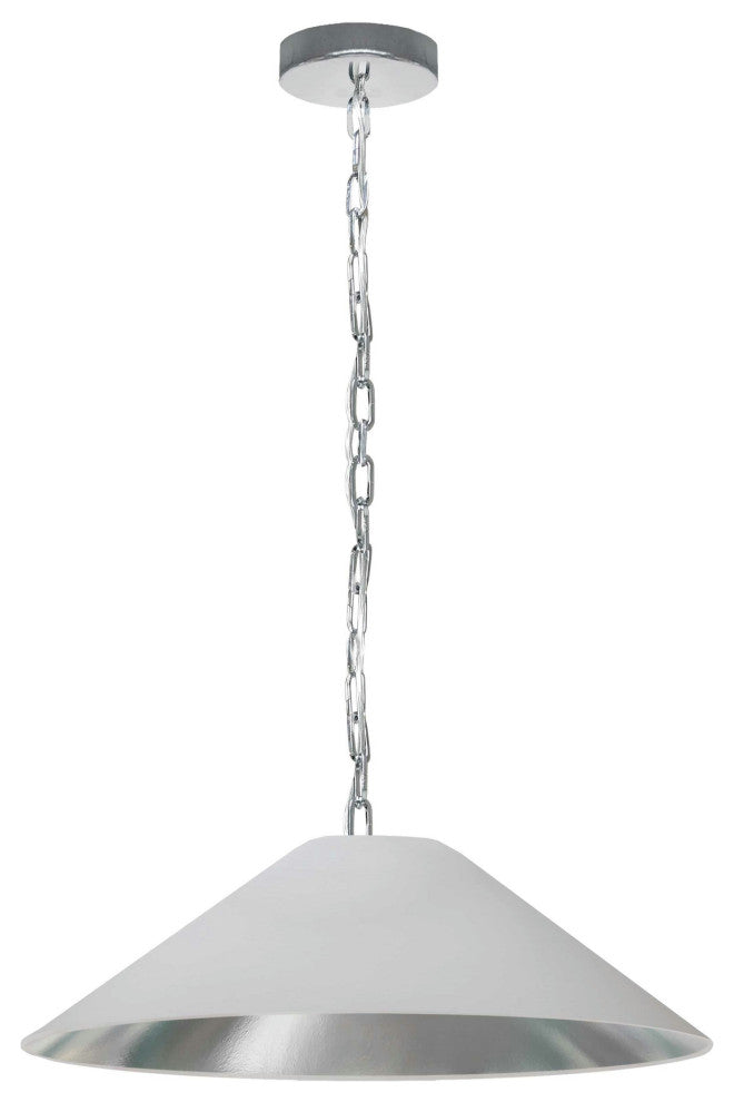 Presley Incandescent Pendant, Polished Chrome with White / Silver Shade, M