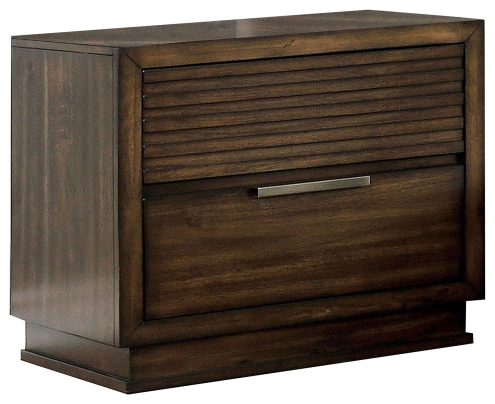 Benzara BM203203 Rustic Style Wooden Nightstand with Finger Pull Handle, Brown