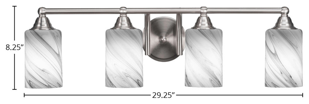 Paramount 4-Light Bath Bar, Brushed Nickel, 4" Onyx Swirl Glass