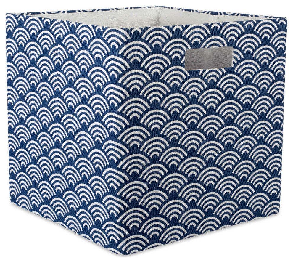 Polyester Cube Waves Nautical Blue Square 13"x13"x13"