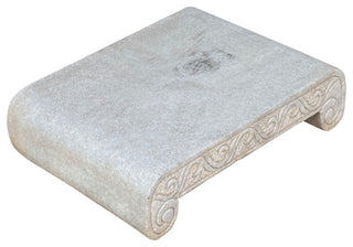 Chinese Off White Gray Marble Stone Rectangular Stand Table Hcs7088