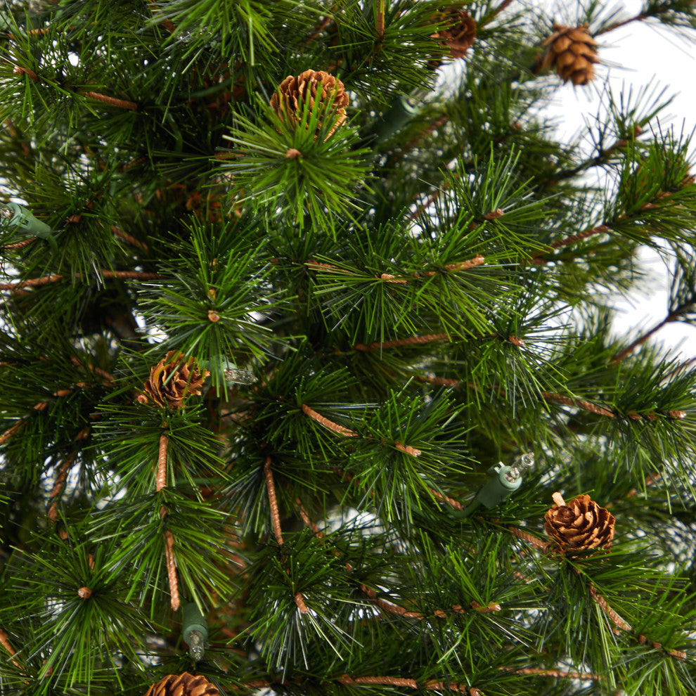 44" Colorado Mountain Pine Faux Xmas Tree W/Lights, Bendable Branches & Pinecone