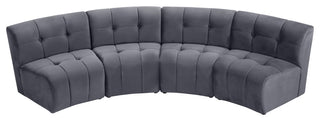 Limitless Velvet Upholstered 4-Piece Modular Sectional, Gray