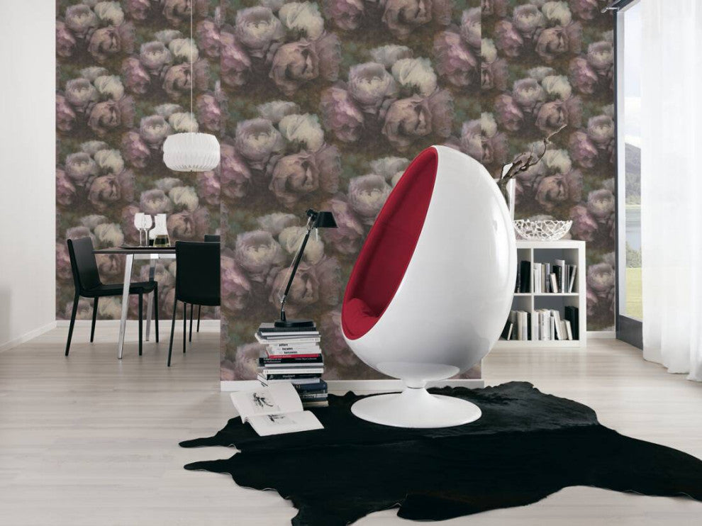 Floral Textured Wallpaper Featuring Peonies, 373922