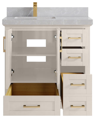 Boston 36" Left Offset Bath Vanity in Fine Grain 2" Pearl Gray