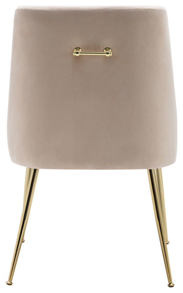 WestinTrends Upholstered Velvet Glam Accent Chair w/ Gold Metal Legs, Tan