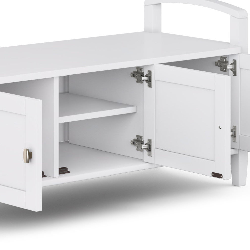 Warm Shaker Solid Wood 44" Rustic Entryway Storage Bench, White