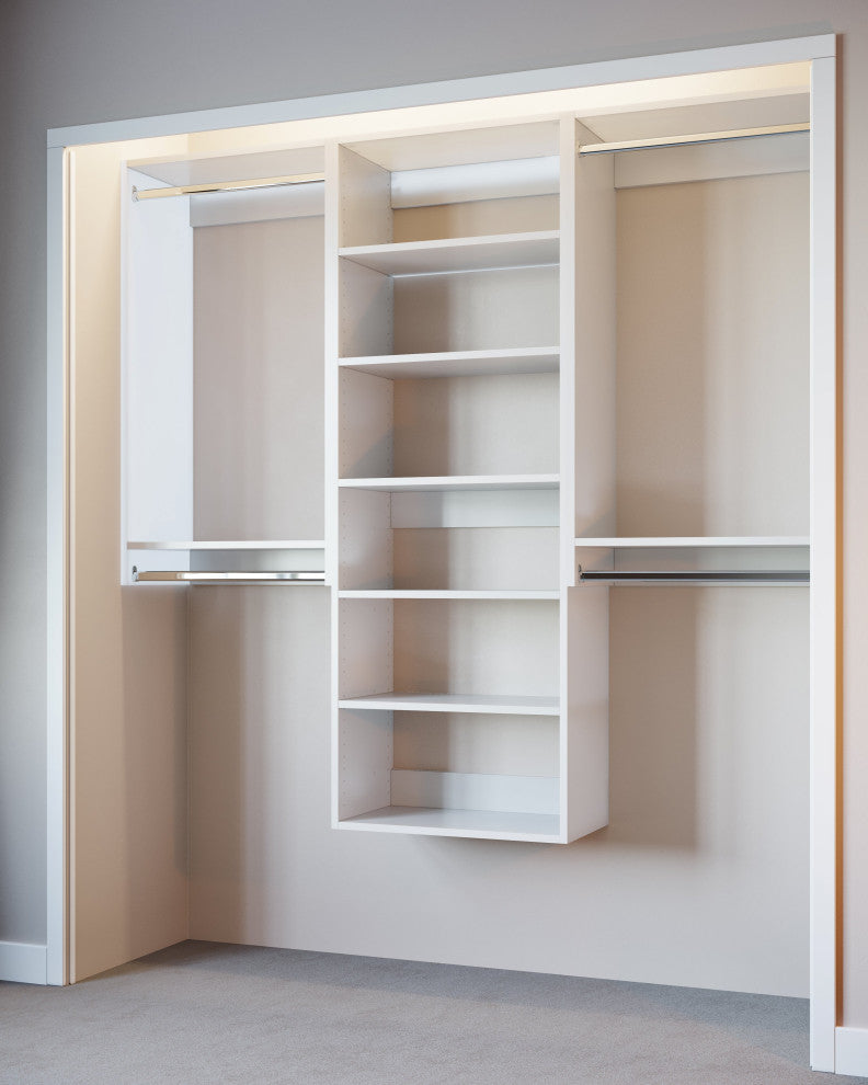 Modular Closet System Double Hanging Closet Organizer and Shelving 66"-96"