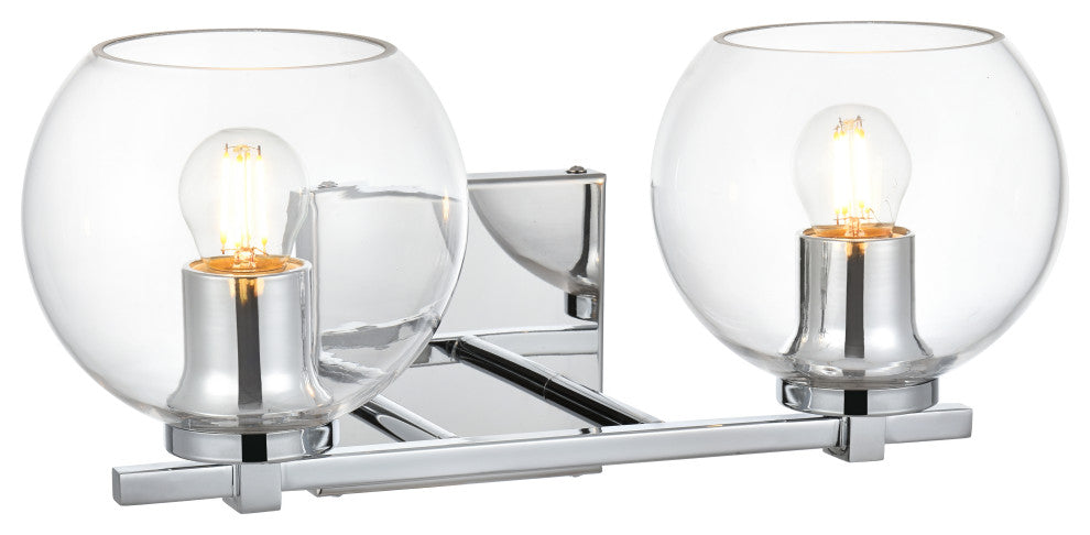 2 Light Chrome And Clear Bath Sconce