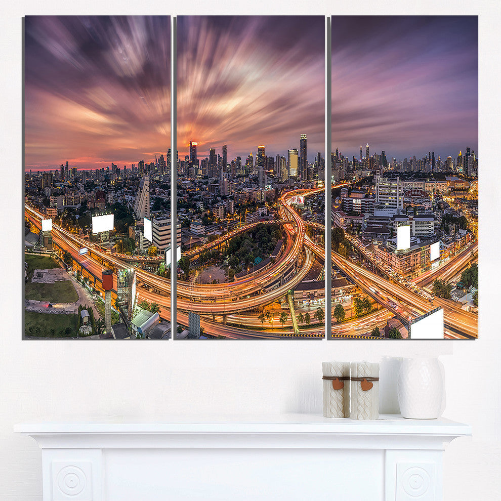 "Bangkok S Shaped Express Way" Metal Wall Art, 3 Panels, 36"x28"