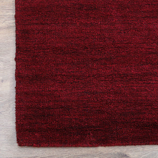 Hand Knotted Loom Silk Area Rug Solid Dark Red