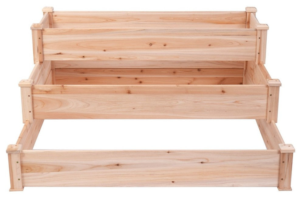 Modern 3-Tier Elevated Wooden Vegetable Garden Bed