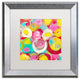 'Rose Garden Circles Square 3' Framed Art, Silver Frame, White Matte, 16x16