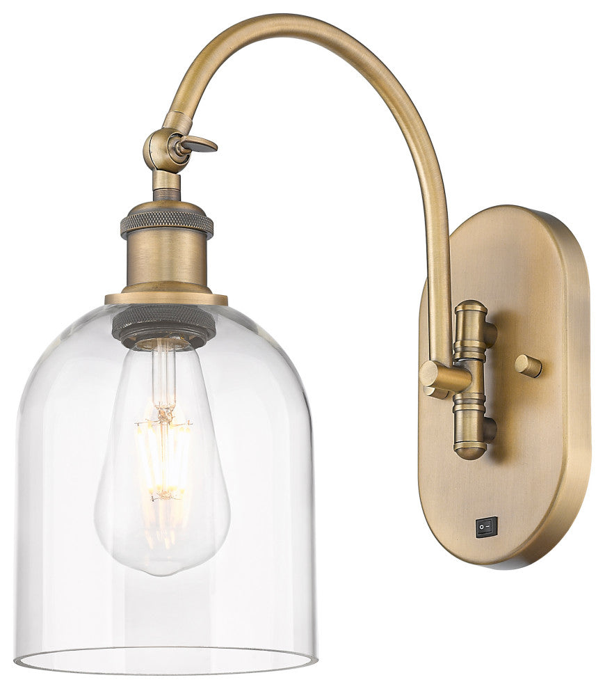 Ballston-Bella 1-Light 6" Sconce, Arm Swivels Side/Side, Brushed Brass, Clear