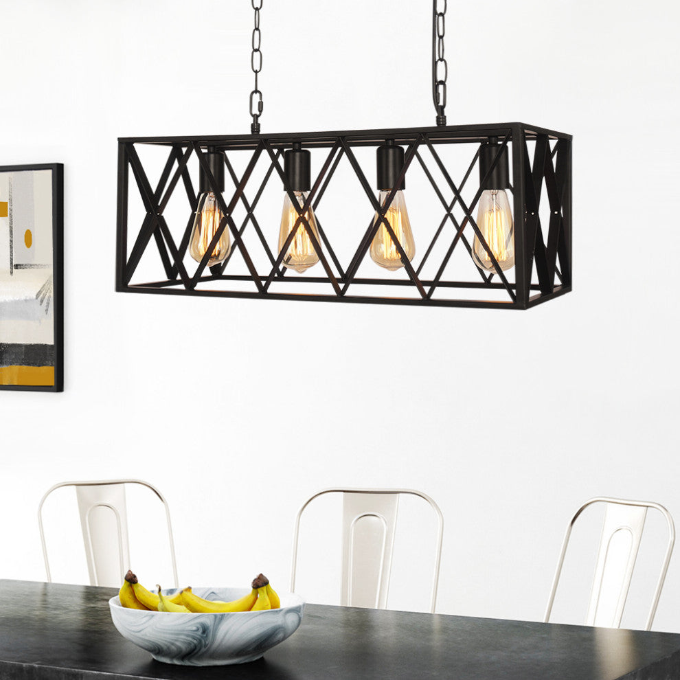 Modern 4-Light Rectangular Chandelier