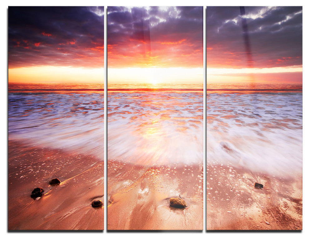 "Sunset Strip" Photography Glossy Metal Wall Art, 3 Panels, 36"x28"