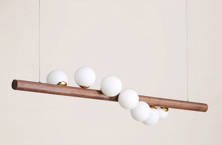 Acquanegra sul Chiese | Nordic Wood color Glass ball LED Chandelier , Wood