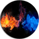 Blue And Red Fire, Contemporary Round Metal Wall Art, 11"