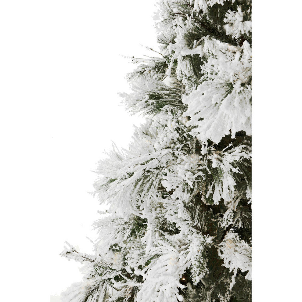 Flocked Snowy Pine Christmas Tree, 12', Without Lights