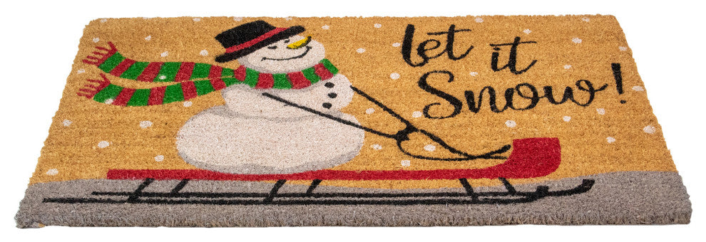 Natural Coir Rectangular "Let it Snow" Christmas Doormat 18" x 30"