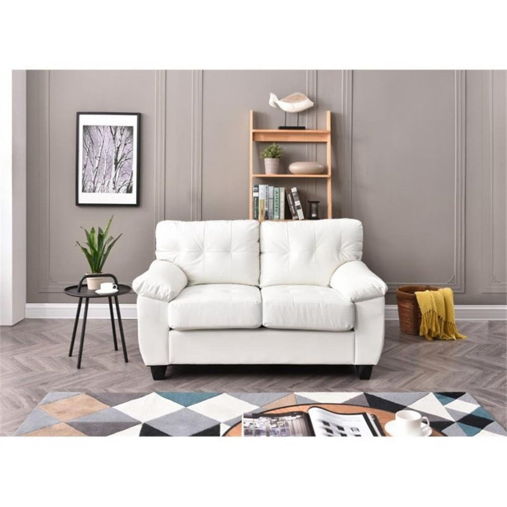 Glory Furniture Gallant Faux Leather Loveseat in White