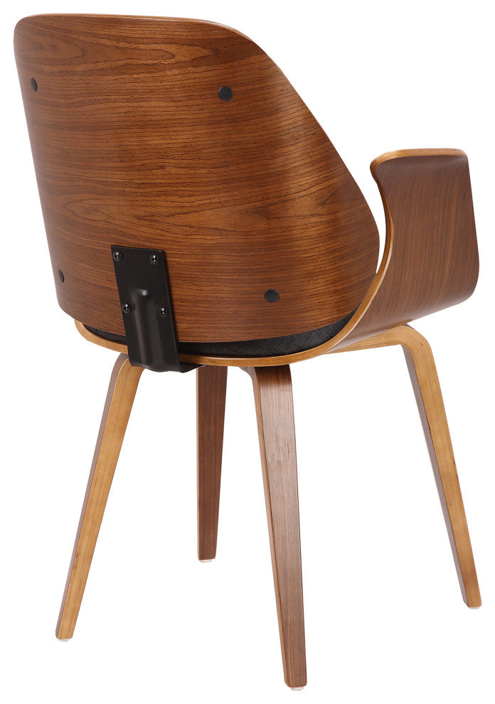 Tiffany Mid-Century Dining Chair In Charcoal Fabric, Walnut Veneer Finish