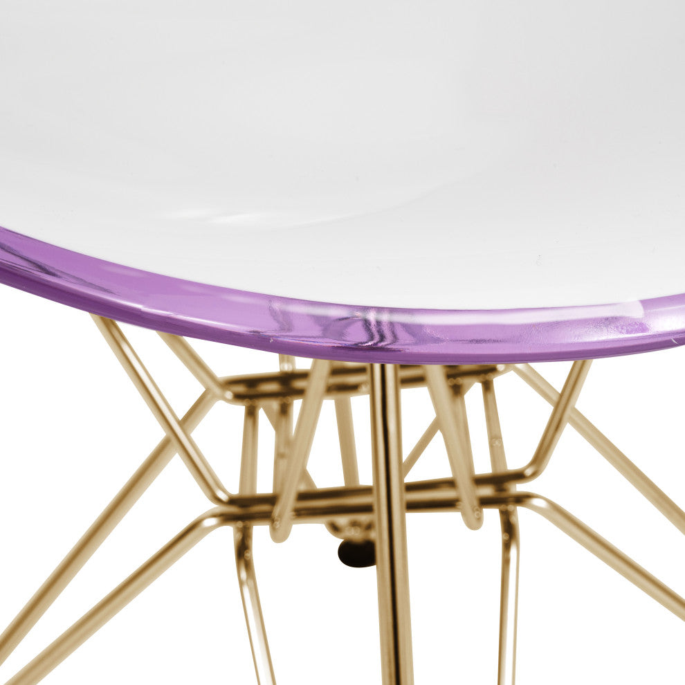 LeisureMod Cresco Molded 2-Tone Eiffel Side Chair, Gold Base, Set of 4 Purple