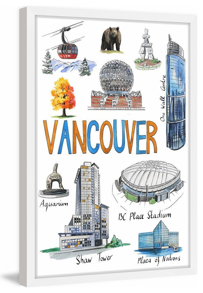 "Vancouver Sites" Framed Painting Print , 12x18