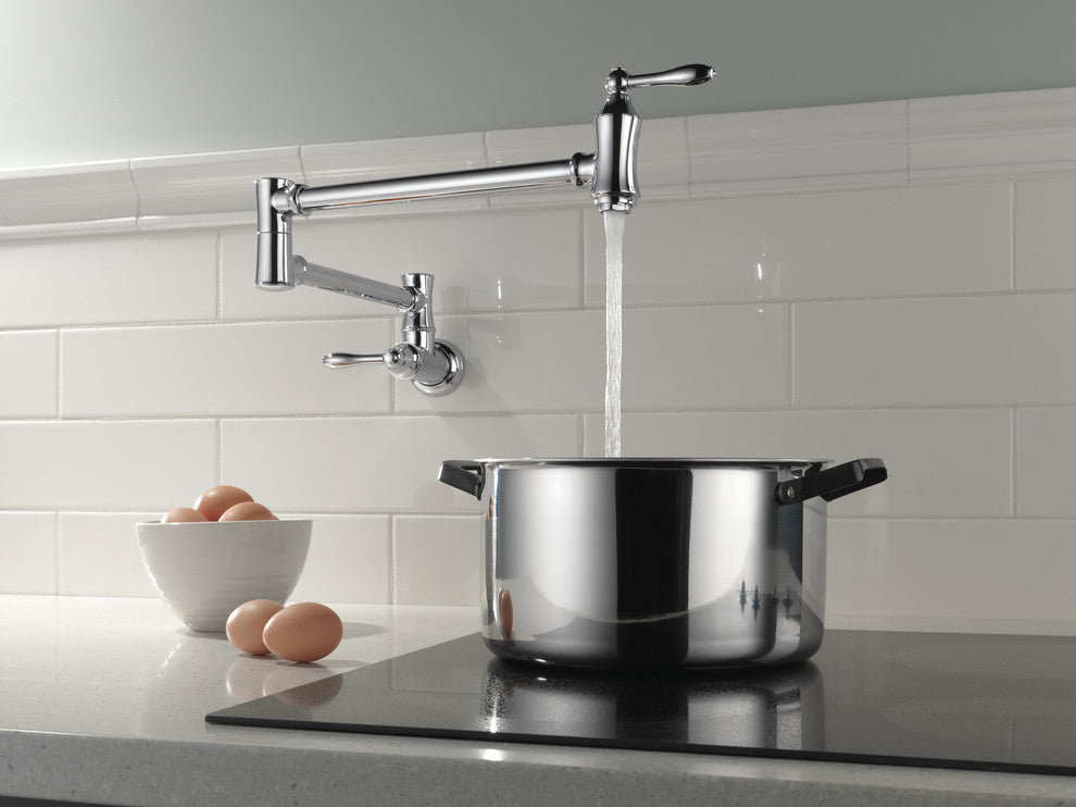 Delta Traditional Wall Mount Pot Filler, Chrome, 1177LF