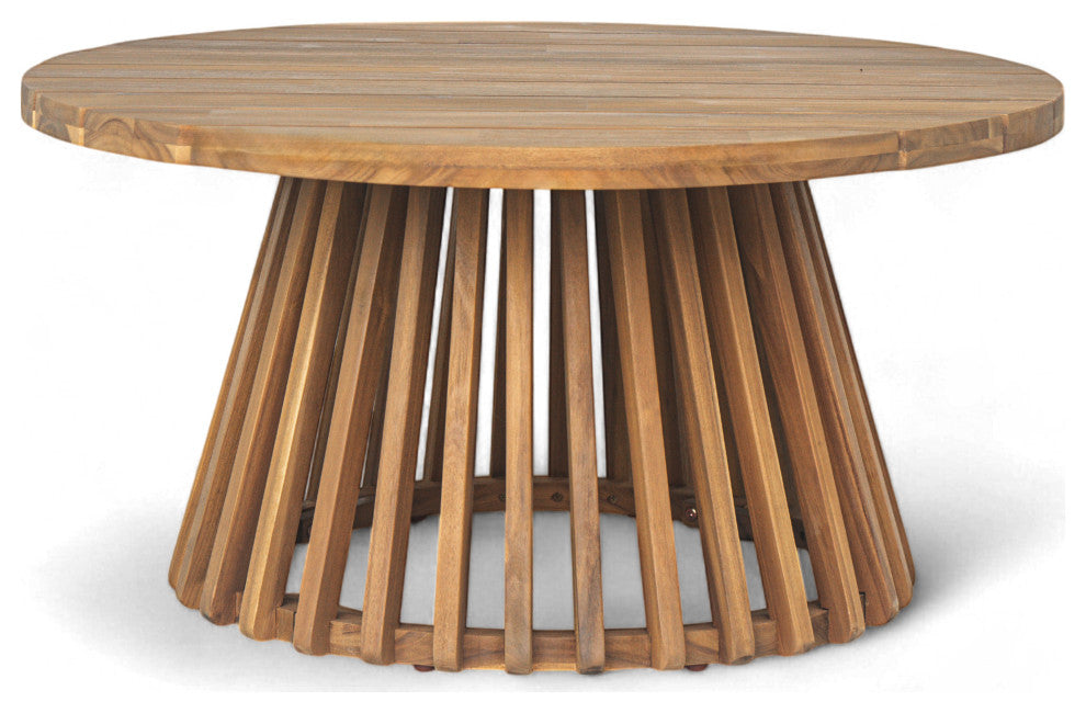 GDF Studio Outdoor Acacia Wood Patio Coffee Table, Light Teak