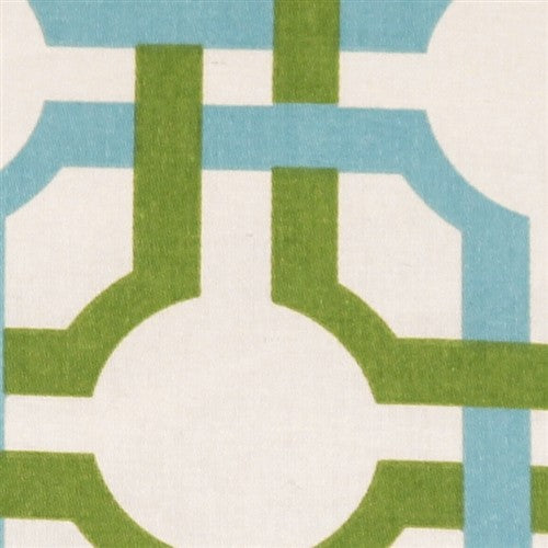 Pillow Decor - Waverly Groovy Grille Throw Pillow, Green, Blue and Cream, 12" X