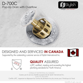 STYLISH Polished Chrome Pop-Up Bathroom Sink with Overflow Set of Two