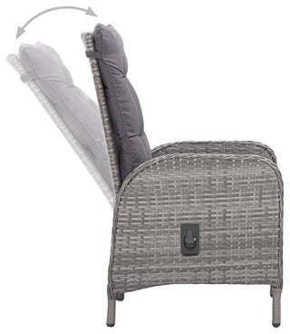 vidaXL Patio Dining Set 3 Piece Poly Rattan and Glass Gray Garden Furniture