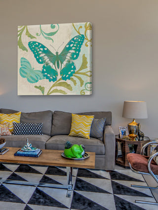 "Teal Butterfly" Painting Print on Wrapped Canvas