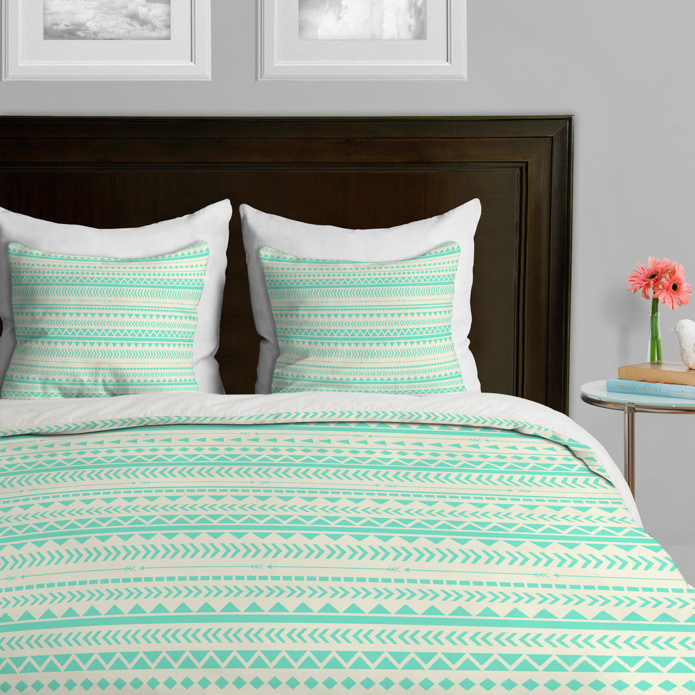 Deny Designs Allyson Johnson Mint Tribal Duvet Cover, Lightweight