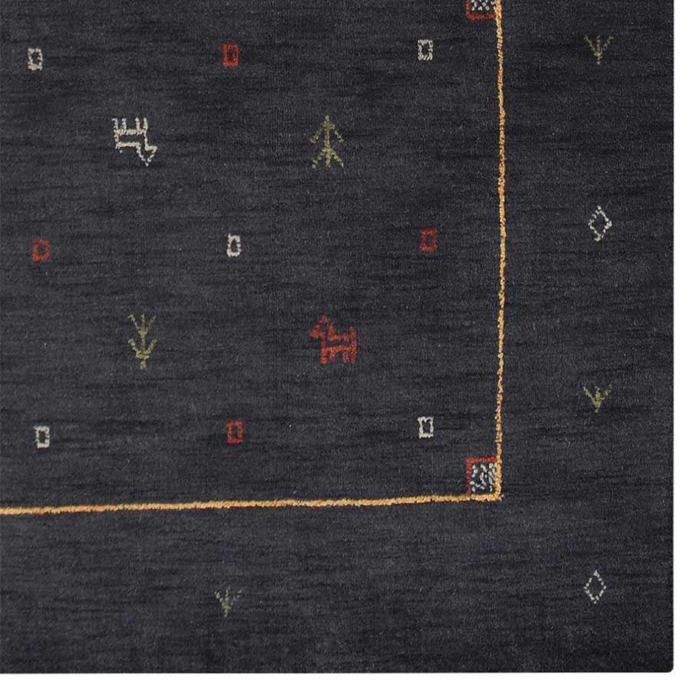 HAND KNOTTED LOOM WOOL ECO - FRIENDLY AREA RUGS - Charcoal,Contemporary