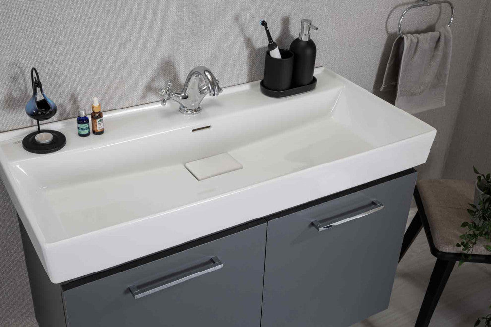 Vita Collection Gray Bathroom Vanity With Sink, Mirror, Countertop, 40