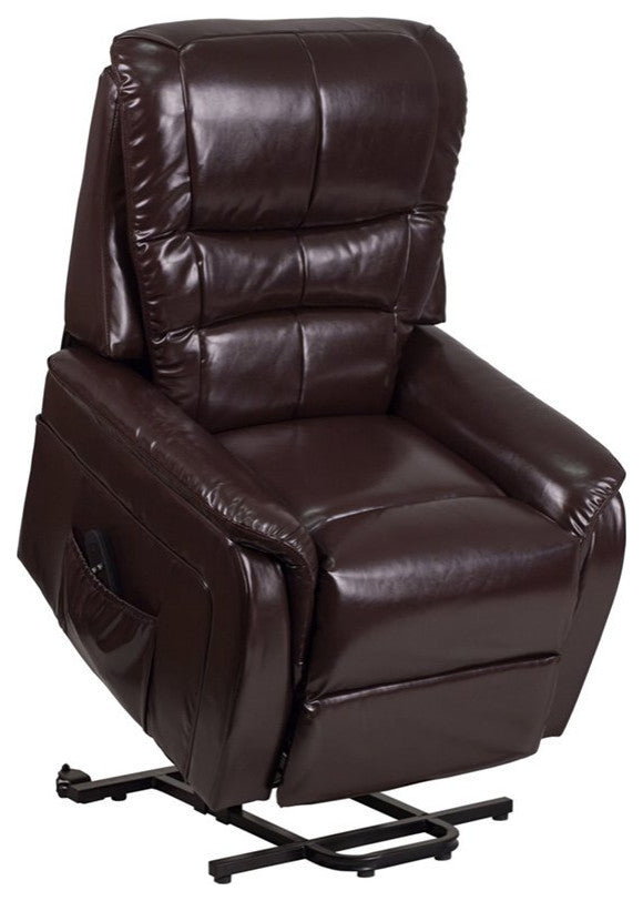 Hercules Series Remote Powered Lift Recliner, Brown Leather