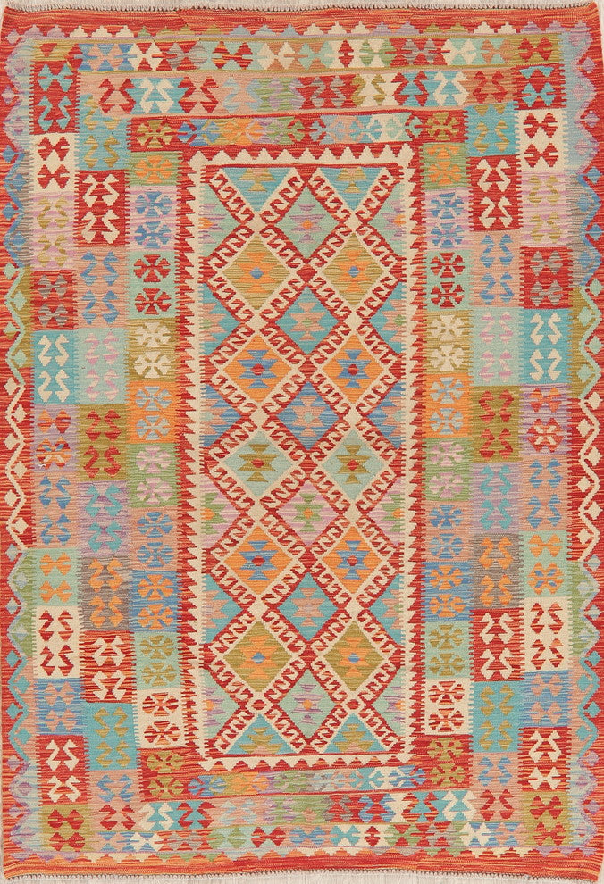 Kilim Turkish Flat-Woven Oriental Traditional Southwestern Area Rug, 8'2"X5'9"