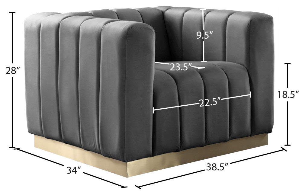 Marlon Velvet Upholstered Chair, Gray