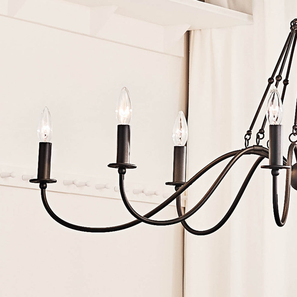 Freesia 44.5" 8 Light Oval Chandelier, Textured Black