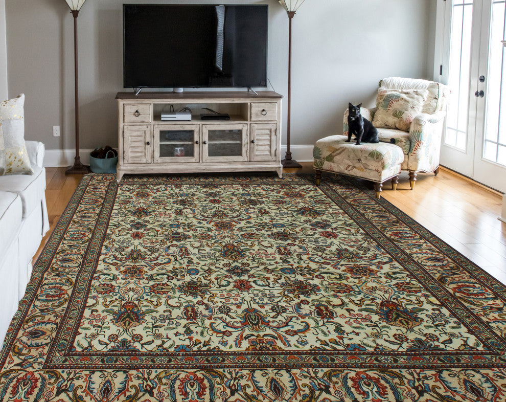 Fine Vintage Distressed Correy Ivory Rug