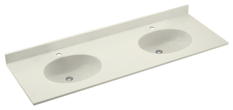 Swan Chesapeake Solid Surface Double Sink Bathroom Vanity Top, Bisque