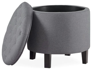 Lexington Modern Button Tufted Accent Storage Ottoman, Pouf Footstool, Gray